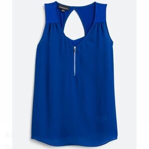 FORTUNE + IVY Lighton Back Detail Blouse womens XL blue T-shirt sleeveless top